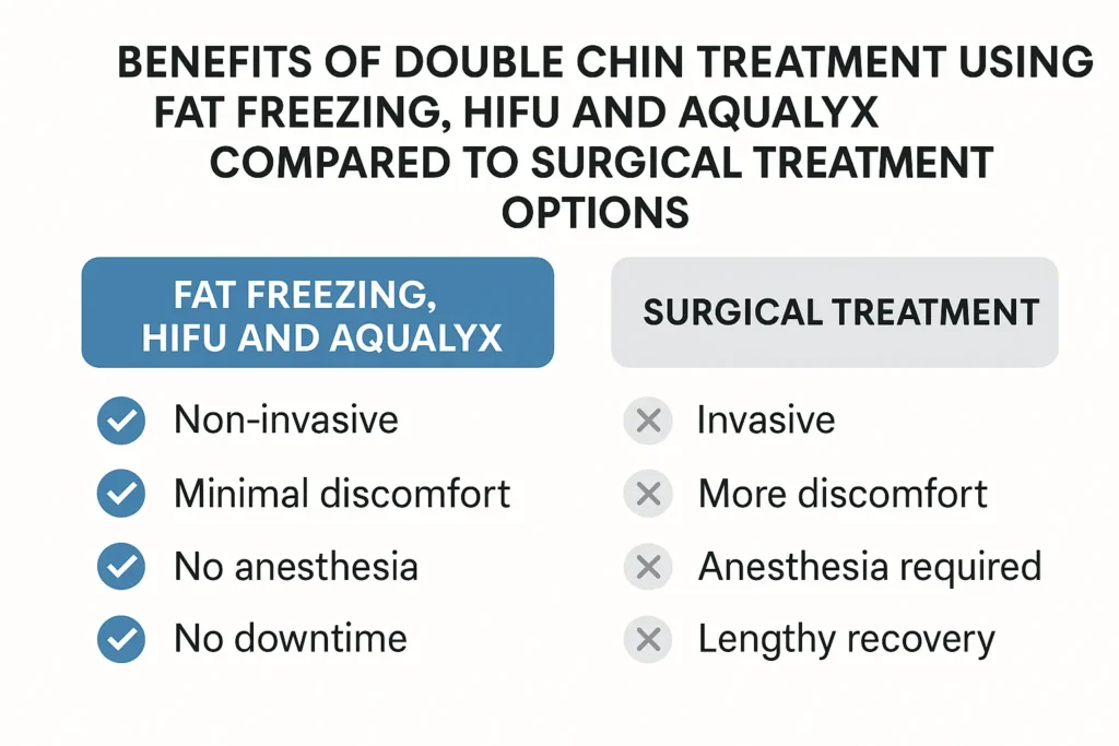 Graphic about the benefits of double chin treatment St John's Wood - from LA LIPO