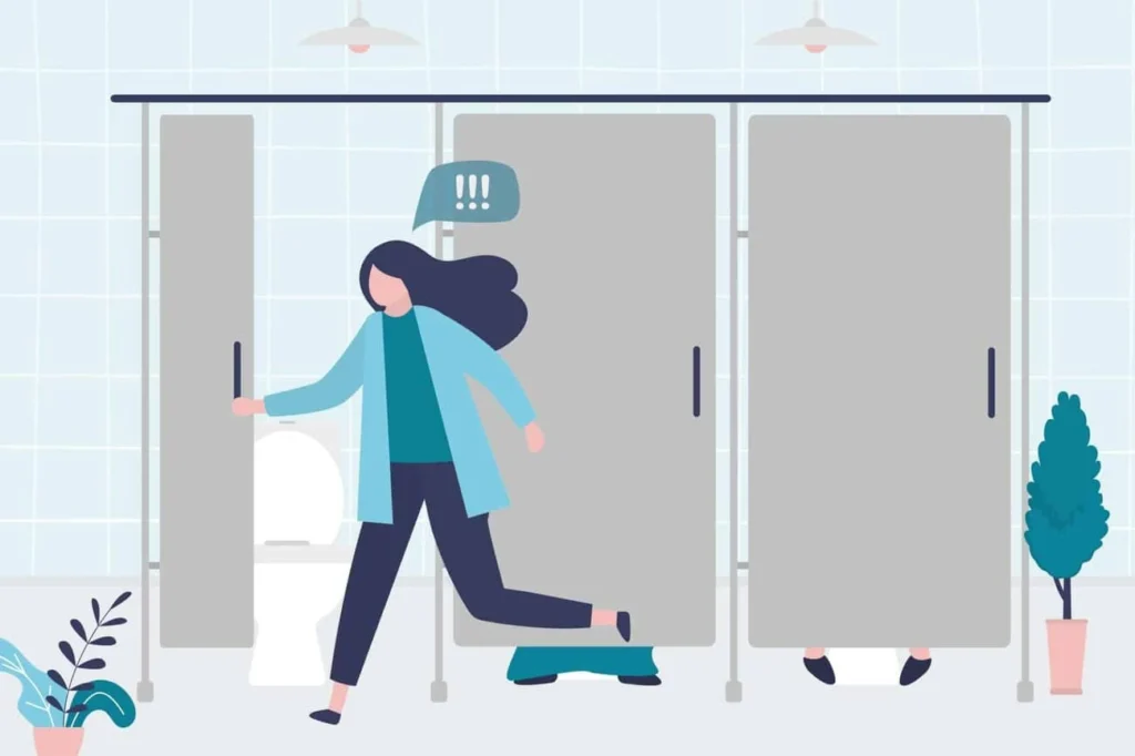graphic of Urine incontinence St John's Wood woman running to the toilet.